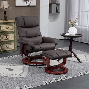 Poltrona Reclinabile Girevole con Massaggio in Ecopelle Marrone e Poggiapiedi, Controllo Remoto e Maniglia Manuale con Funzione Elettrica per il Massimo Comfort Domestico - Product Image 2