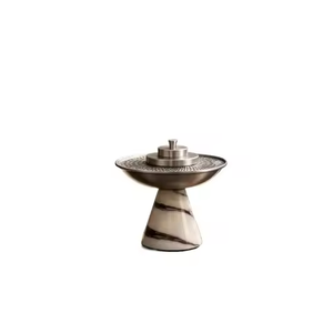 Brûleur d'encens à refoulement en métal antique avec support, porte-encens d'aromathérapie pour la maison, diffuseur de parfum de luxe islamique - Product Image 2