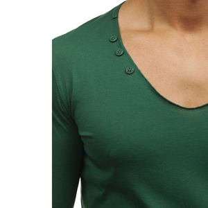 Camiseta Térmica de Manga Larga para Hombre, 100% Algodón, Tejido de Punto, Color Sólido, Ecológica, de Secado Rápido, Personalizable, OEM, Gran Venta - Product Image 3