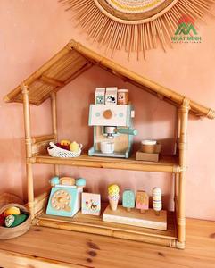 Rattan Doll House Toy <b>Set</b> With Coffee Maker And Ice Cream Accessories For Kids 2-4 Years Unisex Play Furniture - Product Image 4
