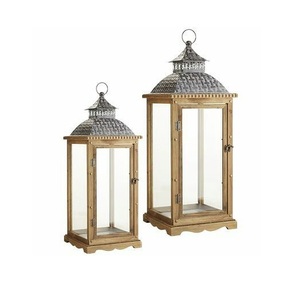 Farol de Madera Rústico Hecho a Mano con Puerta de Vidrio, Asa de Cuerda, Portavelas, Centro de Mesa para Bodas - Product Image 4