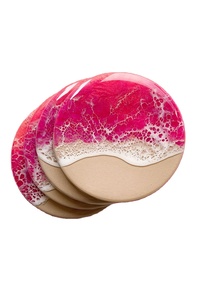 Ensemble de sous-verres en résine époxy de qualité supérieure Sous-verres de luxe en agate géode avec paillettes d'or ou fleurs séchées - Product Image 2