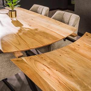 Mesa de comedor plegable industrial extensible de 175 a 275 cm con tablero de madera de acacia con acabado natural y patas de metal con acabado negro mate. - Product Image 4