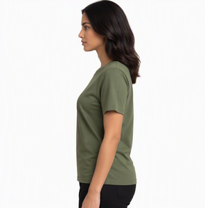 T-shirt pour femmes en coton 100% à col rond et manches courtes, coupe classique, tricoté, vêtements décontractés d'été, t-shirts pour femmes - Product Image 6