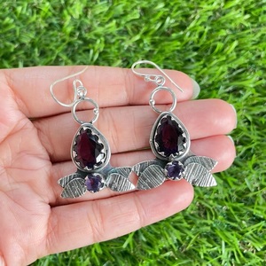 Pendientes Colgantes de Plata de Ley 925 Hechos a Mano con Amatista, Estilo Punk, Joyería para Mujer, Regalo - Product Image 1