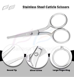 Ciseaux à poils de nez arrondis en acier inoxydable ciseaux à poils faciaux pointe émoussée pour sourcils nez moustache barbe toilettage argent - Product Image 6