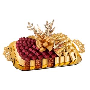 Bandeja Redonda Decorativa de Chocolate de Diseño Vintage, Bandeja Redonda de Metal Dorado de Alta Calidad, Perfecta para Ocasiones Especiales y Regalos de Eid - Product Image 2