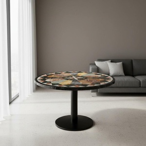 Table ronde en marbre incrusté, table en mosaïque de pierre faite à la main, table de salle à manger et table basse de luxe pour la maison, l'hôtel et l'intérieur - Product Image 3