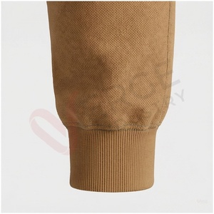 Ensemble de survêtement pour homme, couleur camel, manches longues, col montant, fermeture éclair sur le devant, couleur unie, respirant, coupe décontractée, vêtements d'automne - Product Image 6