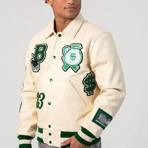 Wholesale Custom <b>Men</b> <b>Baseball</b> <b>Jacket</b> Heavyweight Chenille Embroidery Lettering Hip Hop Quilted 100 Cotton Varsity Manufacturer - Product Image 4