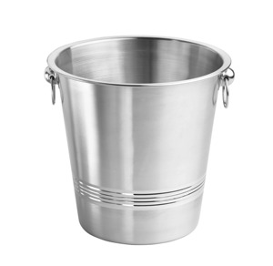 Silver Luxury Woven Ice <b>Bucket</b> <b>with</b> <b>Lid</b> and Handle Round Beverage Cooler Tub for Party - Product Image 6
