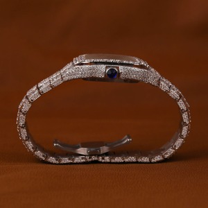 Montre-bracelet de luxe pour homme, de qualité supérieure, à quartz, avec diamants, boîtier en acier inoxydable de 46 mm, verre saphir, affichage à aiguilles, style indien - Product Image 2
