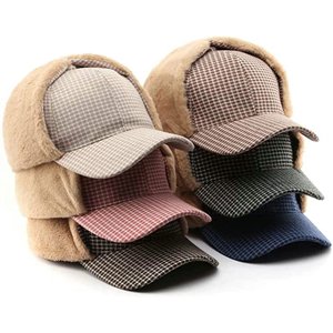 Gorra de béisbol con orejeras de forro polar, gorro de invierno unisex, informal, rojo y blanco - Product Image 3