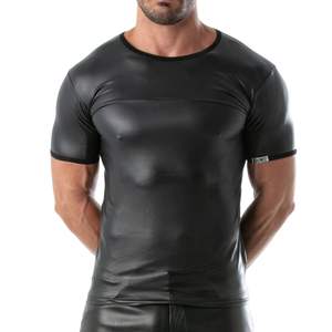 Camiseta Fetiche Negra Ajustada para Hombre, Estilo Cuero, Ropa de Club, Sexy, para Fiesta Nocturna, Top de Moda - Product Image 1