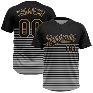 Vente en gros directe OMMIZ INDUSTRY Maillot de softball unisexe personnalisé noir-ancien or à motif 3D et deux boutons - Product Image 1