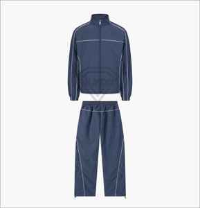 Custom Navy <b>Tracksuit</b> Windbreaker Set Piping Design Water Resistant Sports Jacket and Pants Bulk OEM Clothing Manufacturer - Product Image 4