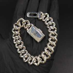 Pulsera de eslabones cubanos chapada en rodio con incrustaciones de moissanita VVS plateada, estilo hip hop de lujo, para unisex. - Product Image 4