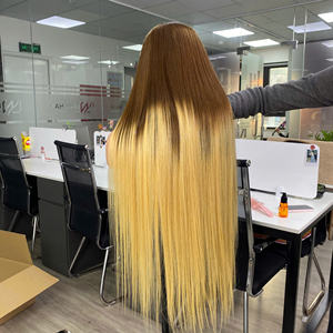 Perruque longue et lisse en cheveux vietnamiens soyeux, couleur blonde ombrée, pour femmes, prix de gros direct usine, produit capillaire - Product Image 4