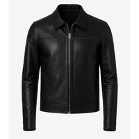 Blousons en cuir de vachette noir OEM 2026 pour hommes, col rabattable, haute qualité, faible MOQ, mode hiver, logo chauffant sur le devant, écologiques