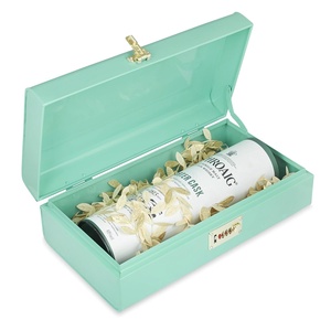 Premium Mint Green Lacquered Wooden <b>Keepsake</b> Trunk <b>Box</b> Decorative Combination Lock Organizer - Product Image 4