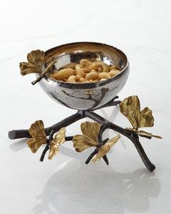 Meilleure Vente : Bol Moderne en Métal Doré et Argenté sur Support en Forme de Branche, Élégant Bol à Accent Floral pour la Décoration Intérieure et la Table à Manger - Product Image 2