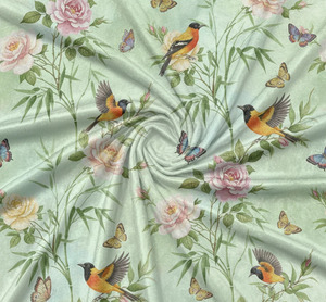 Elegant Nature Birds Botanical Curtains Dense Floral Print 70% Light Blocking Decorative <b>Window</b> Panels for Living Room Bedroom - Product Image 3