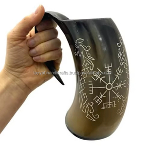 Taza de cuerno de búfalo natural hecha a mano estilo vikingo rústico para Navidad Año Nuevo Halloween DIY ocasiones modernas - Product Image 1