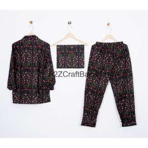 Pijama de algodón 100% para mujer, conjunto de ropa de dormir de algodón puro para verano e invierno, venta al por mayor para niñas. - Product Image 1