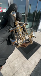 Pendentif Crucifix Ancore Jésus Chrétien en Or Blanc 10K et Or Jaune Certifié IGI de Haute Qualité, Style Rétro Hip Hop Marine, Vente en Gros - Product Image 4