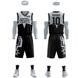 Meilleur prix Shorts de basket-ball d'été réversibles BSCI pour hommes Vêtements de sport imprimés avec logo personnalisé avec numéro d'équipe Laker Uniform - Product Image 2