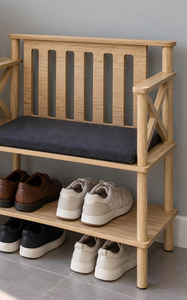 Eyecatching product Bulk Supplier Modern Wooden <b>Shoe</b> Rack <b>With</b> Side Table And Cushioned <b>Seat</b> Entryway <b>Storage</b> Factory Direct - Product Image 3