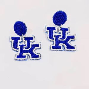 Pendientes con cuentas con letras del alfabeto del Reino Unido, azul, blanco, clásicos, para boda, modernos, unisex, joyería de moda - Product Image 1