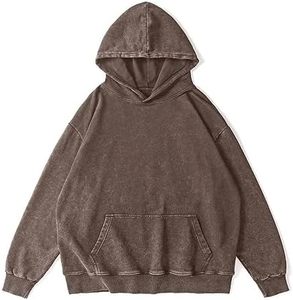 Sudadera con Capucha de Alta Calidad, Estilo Vintage, Lavado Ácido, Color Café, Sudadera con Capucha de Gran Gramaje, Personalizable con Marca, B2B OEM - Product Image 1