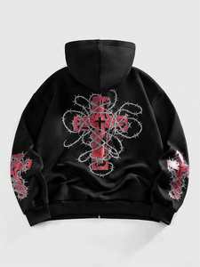 Sudadera con Capucha para Hombre, Diseño de Corazón Oscuro, Estilo Urbano, Personalizada OEM, de Alta Calidad, con Cierre, a la Moda - Product Image 2