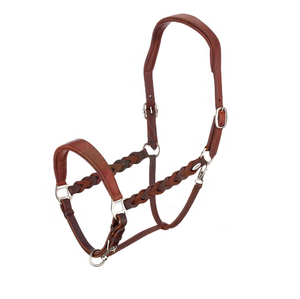 Halter d'équitation en cuir tressé en cuir véritable pur Halter d'équitation équestre anatomique - Product Image 1