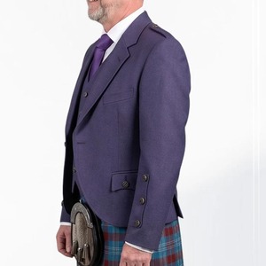 Chaqueta Kilt de Lana Morada con Diseño Argyle para Hombre, Traje Escocés de las Tierras Altas, Venta al Por Mayor, Hecho a Mano en Fábrica - Product Image 4