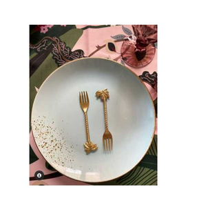 Fournisseur en gros de fourchettes en laiton au prix le plus bas, fourchettes en laiton design luxueux, fourchettes en laiton motif palmier, manche court - Product Image 1