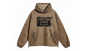 Proveedor de Sudaderas Personalizadas con Bordado Desgastado, Lavado Ácido, Estilo Vintage, Hombros Caídos, Corte Holgado, MOQ 10 - Product Image 5