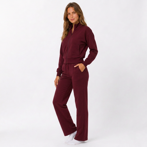 Chándal de mujer con bordado personalizado, lavado ácido, patrón liso, 100% algodón polar, corte holgado, para compradores mayoristas de boutiques en EE. UU. - Product Image 2