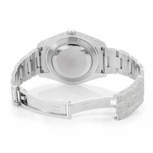 Montre de luxe entièrement sertie de moissanite pour homme, cadran rouge, automatique, mécanique, diamants, acier inoxydable - Product Image 3