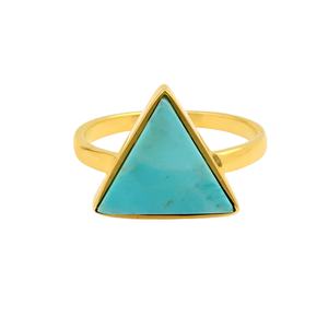 Bague en argent sterling 925 plaqué or avec pierre unique en forme de triangle, turquoise d'Arizona naturelle, bague statement, bijoux en pierres précieuses - Product Image 1