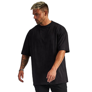 Eco-Friendly Boxy Style <b>Long</b> Length High Quality Oversized O-Neck Drop Shoulder Men's 100% Cotton T-Shirt Custom Printed Solid - Product Image 5