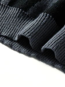 Men's Regular Fit Spring <b>Navy</b> Blue Hooded <b>Sweatshirt</b> Long Sleeves Pullover Anti-Shrink Knitted Fleece Cartoon Pattern Lined 100% - Product Image 4