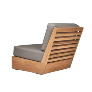 Silla de ocio de teca sin brazos súper cómoda con cojín para muebles de exterior e interior, uso para jardín, comedor y parque - Product Image 4