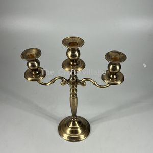 Elegant Brass Three Arm <b>Candelabra</b> Durable Metal Candle Holder Classic Tabletop Centerpiece for Home Decor Wedding Party - Product Image 4