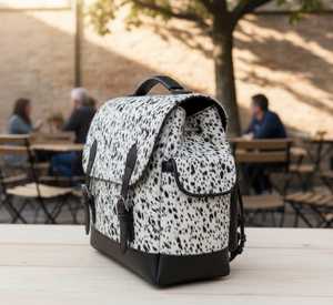 Mochila de cuero con pelo sintético de calidad OEM personalizada, estilo premium, doble correa, impermeable, portátil. - Product Image 3