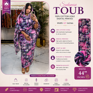 Toub Geométrico Artístico |   Tela Africana 100% Algodón Voile Estampada Digitalmente Sin Costuras para Mujer, Prenda Tradicional Étnica y Cultural - Product Image 5
