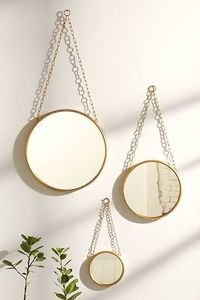 Customized Shape Hanging Wall <b>Mirror</b> with Metal Border Wall Hanging <b>Mirror</b> | Decorative Golden Border <b>Mirror</b> With <b>Chain</b> - Product Image 2