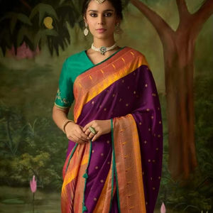 Sari de Seda Suave de Alta Calidad con Estampado en Relieve, Diseño de Última Moda, para Fiestas y Festivales, para Mujer, de Fab Zone Gujarat - Product Image 1