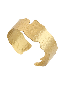 กำไลข้อมือดีไซน์แบบกว้างพร้อมพื้นผิวหยาบและขอบที่ไม่สม่ำเสมอ - Product Image 4